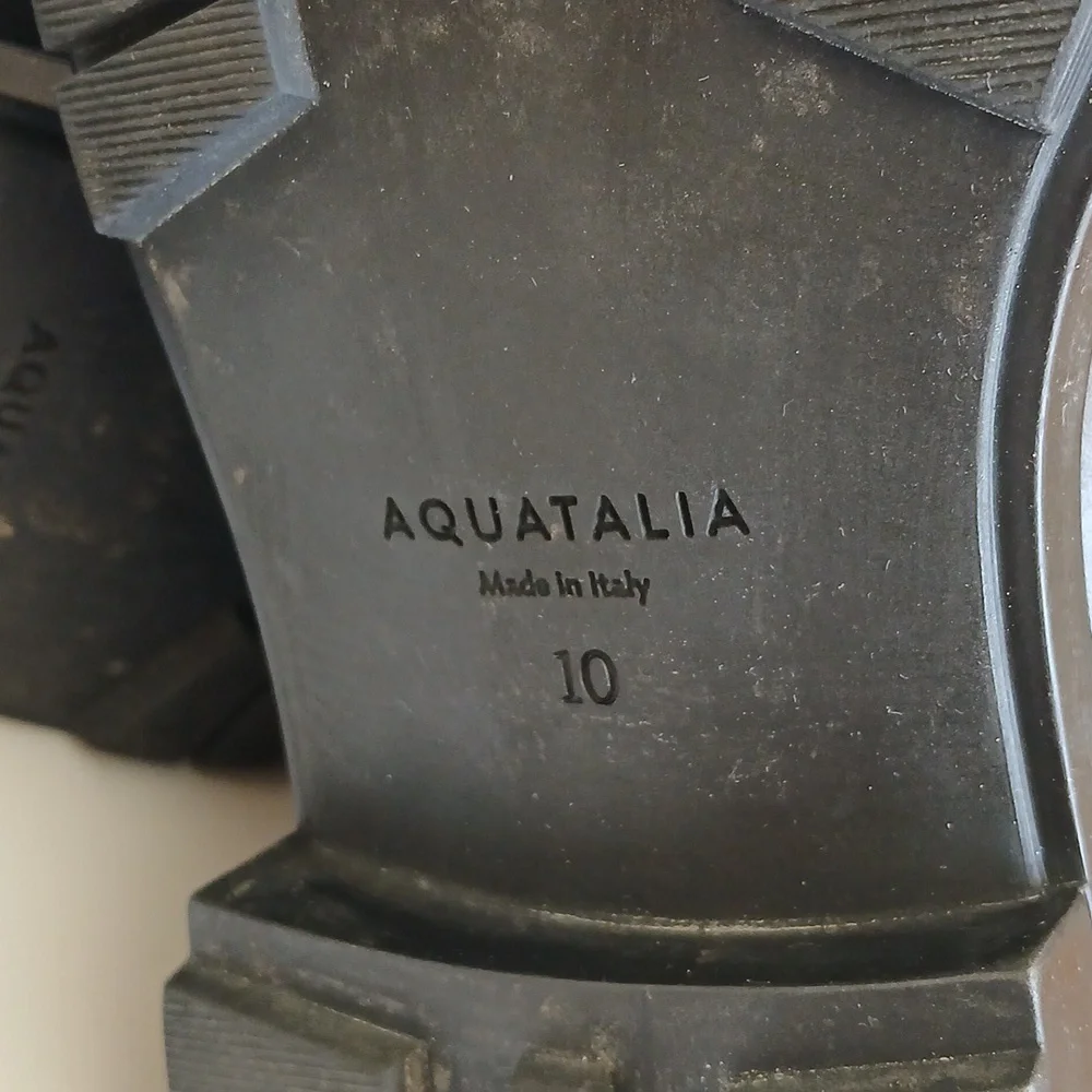 AQUATALIA Black Leather Luxery Moto Classic Boots Made In ITALY womens Sz10 - Picture 8 of 8